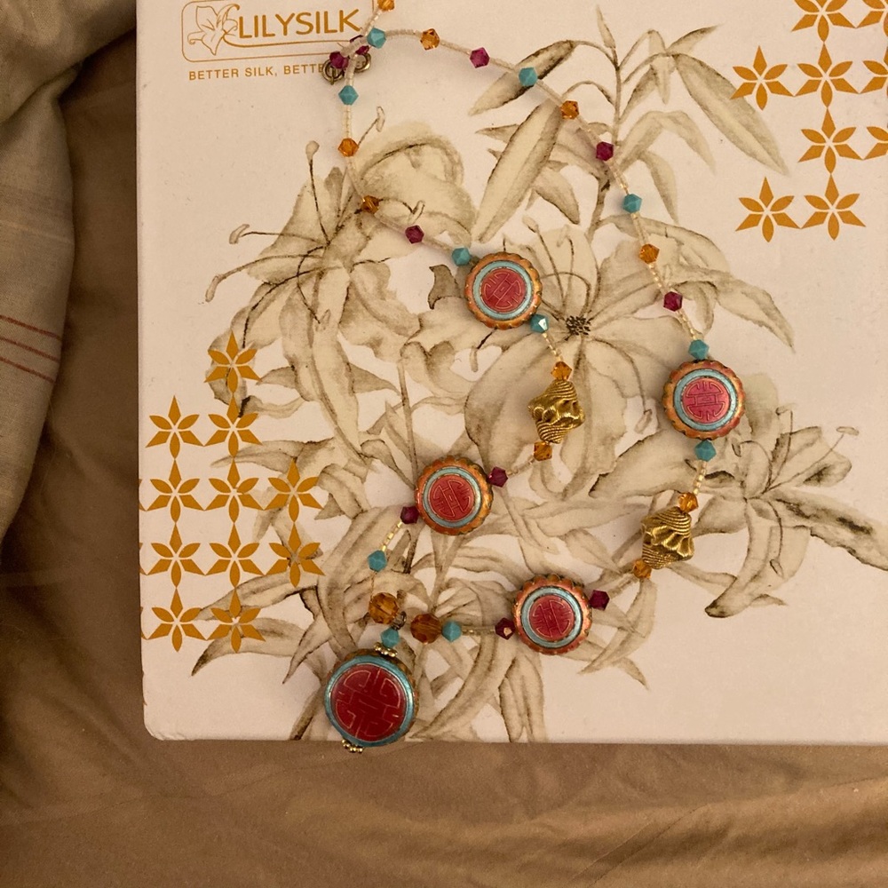 Feng Shui Shou pink choker necklace + jewelry box - Picture 12 of 12